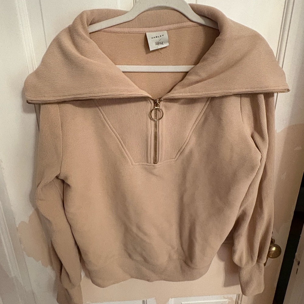 Varley Cream Zip-Up Sweater